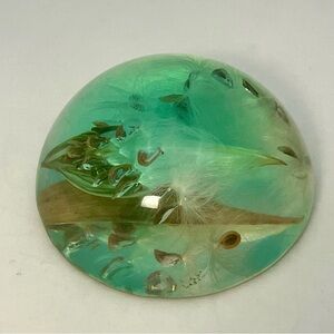 Vintage 1970s Blue Acrylic Paperweight Of An Exploded Seed Pod Unbranded